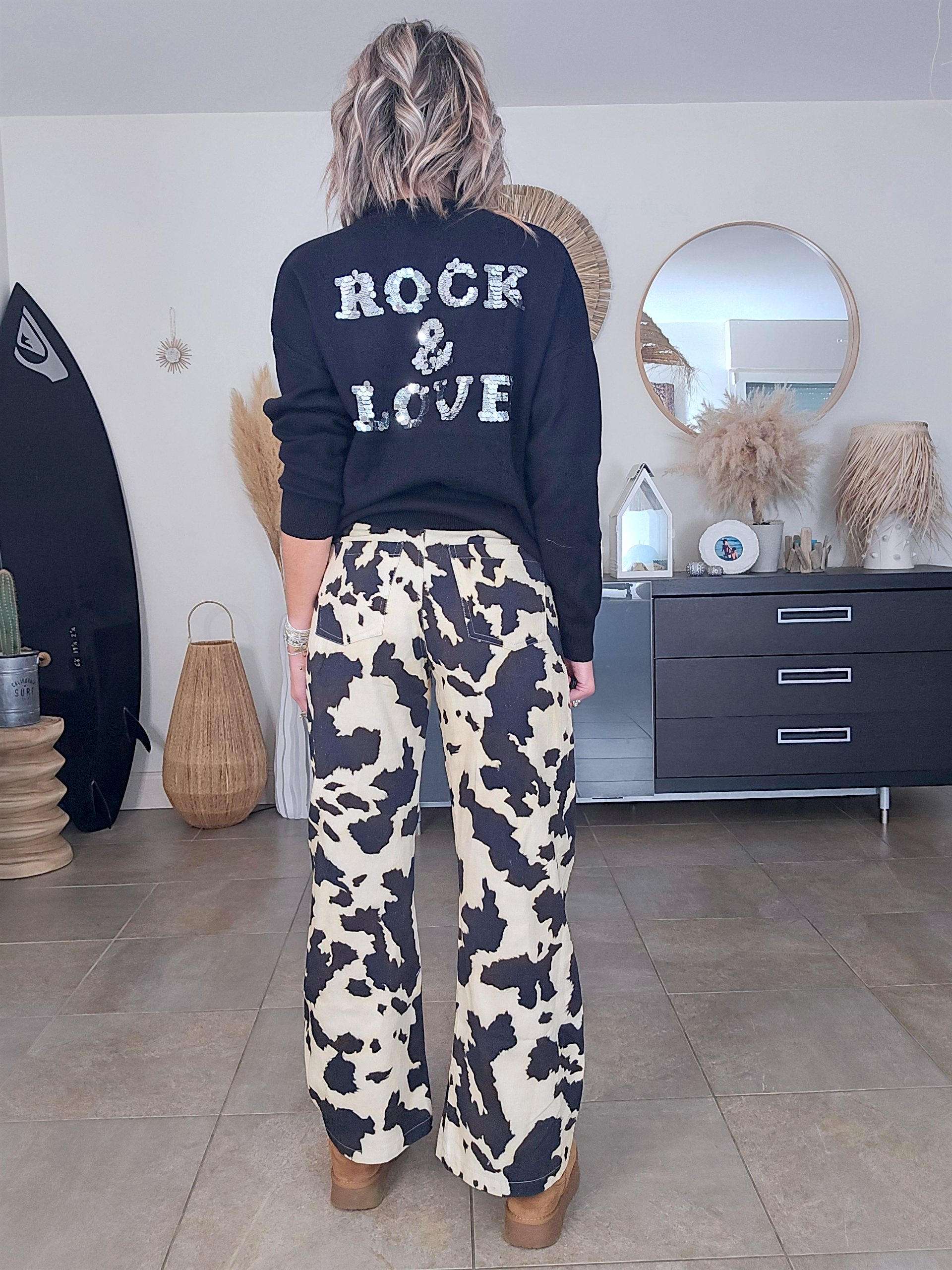 Pantalon en toile de coton imprimé animal