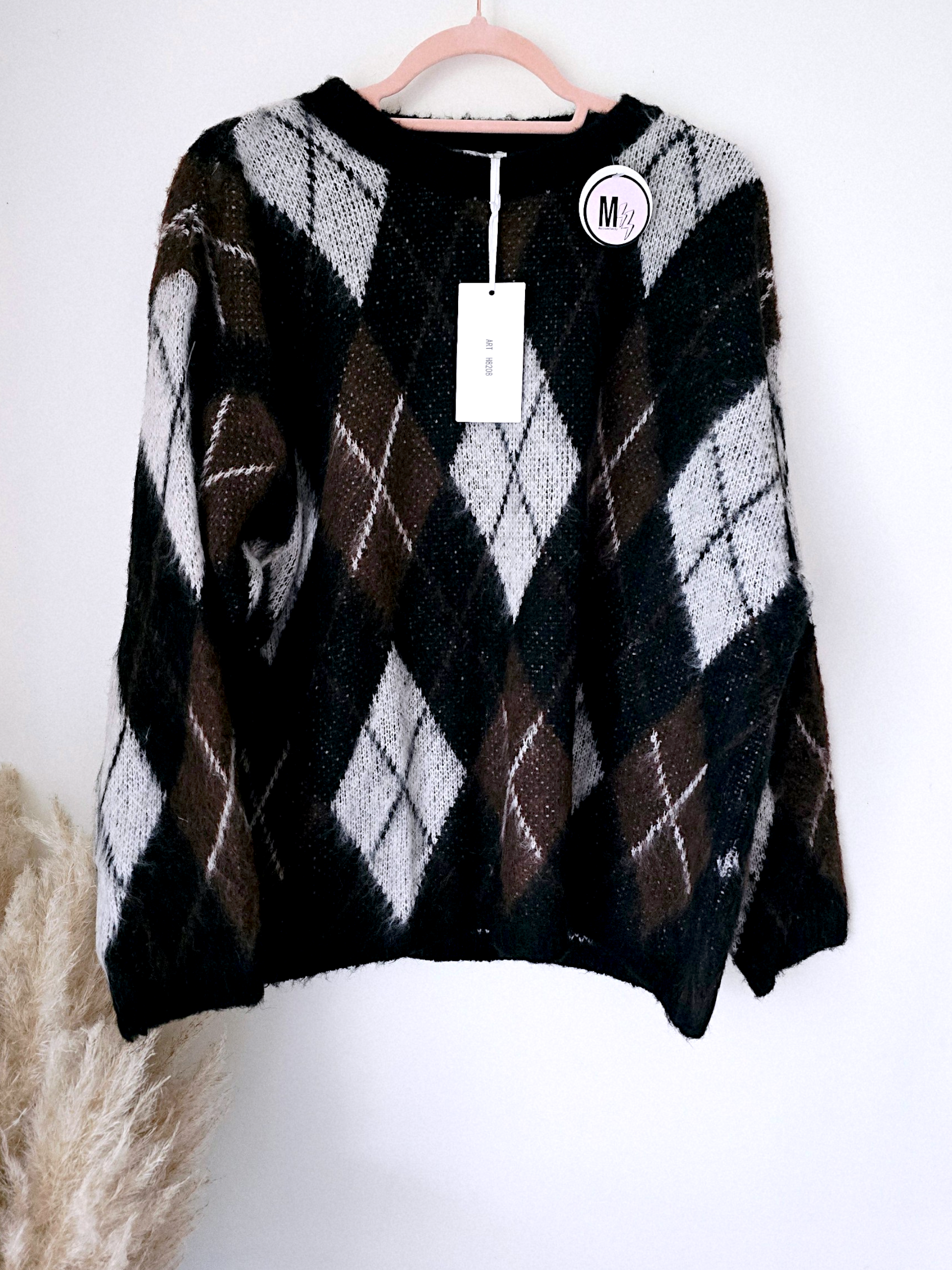 Pull à damiers marron - 𝐌𝐚𝐫𝐢𝐧𝐚𝟒𝟒𝐟𝐚𝐦𝐢𝐥𝐲