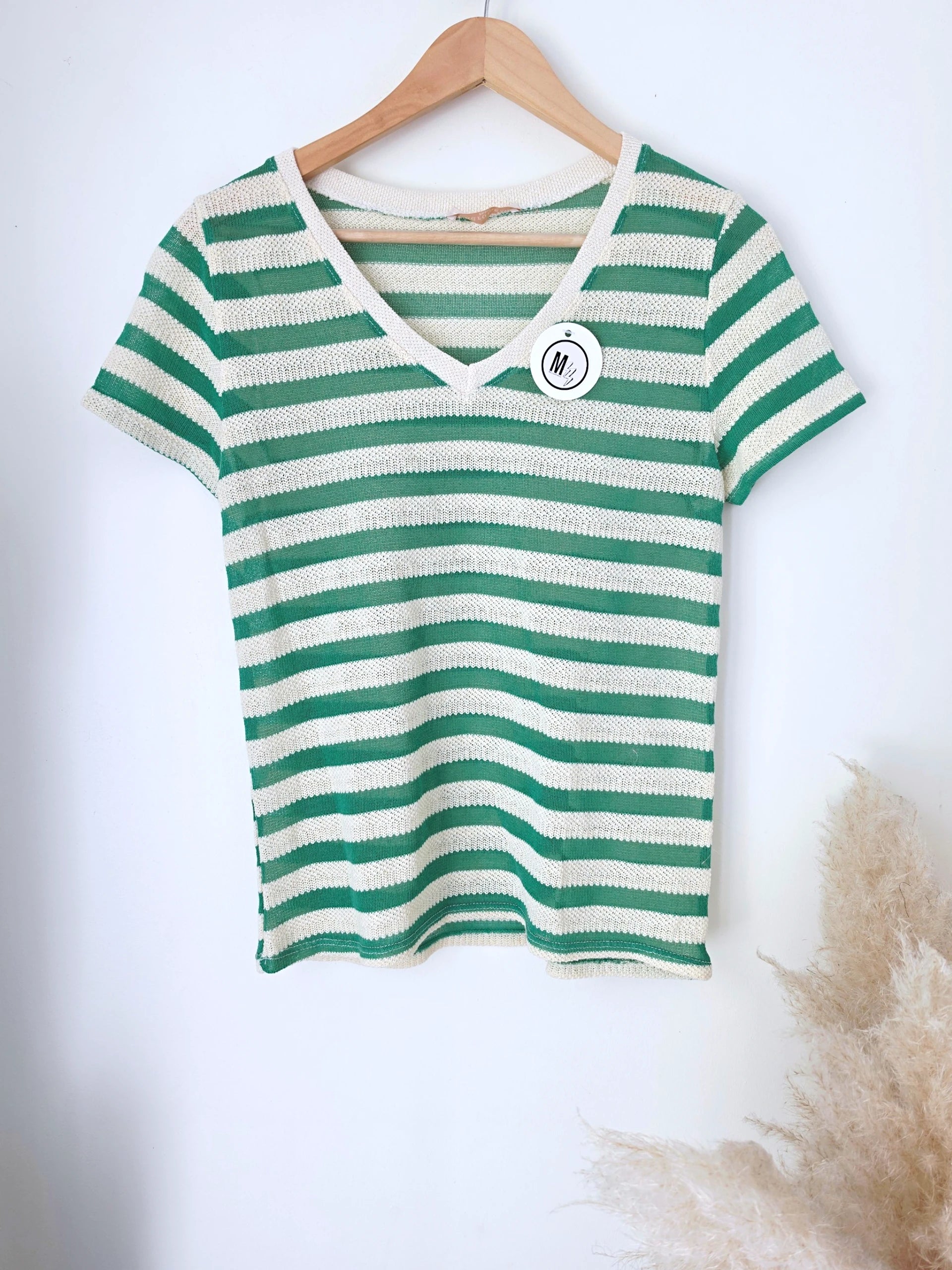 Haut en coton à maille rayé vert - 𝐌𝐚𝐫𝐢𝐧𝐚𝟒𝟒𝐟𝐚𝐦𝐢𝐥𝐲