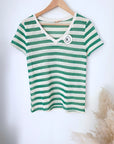 Haut en coton à maille rayé vert - 𝐌𝐚𝐫𝐢𝐧𝐚𝟒𝟒𝐟𝐚𝐦𝐢𝐥𝐲