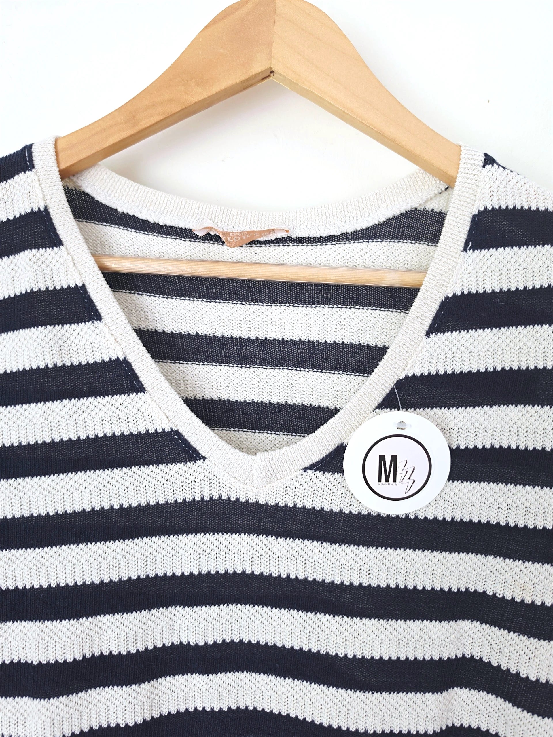 Haut en coton à maille rayé bleu marine - 𝐌𝐚𝐫𝐢𝐧𝐚𝟒𝟒𝐟𝐚𝐦𝐢𝐥𝐲