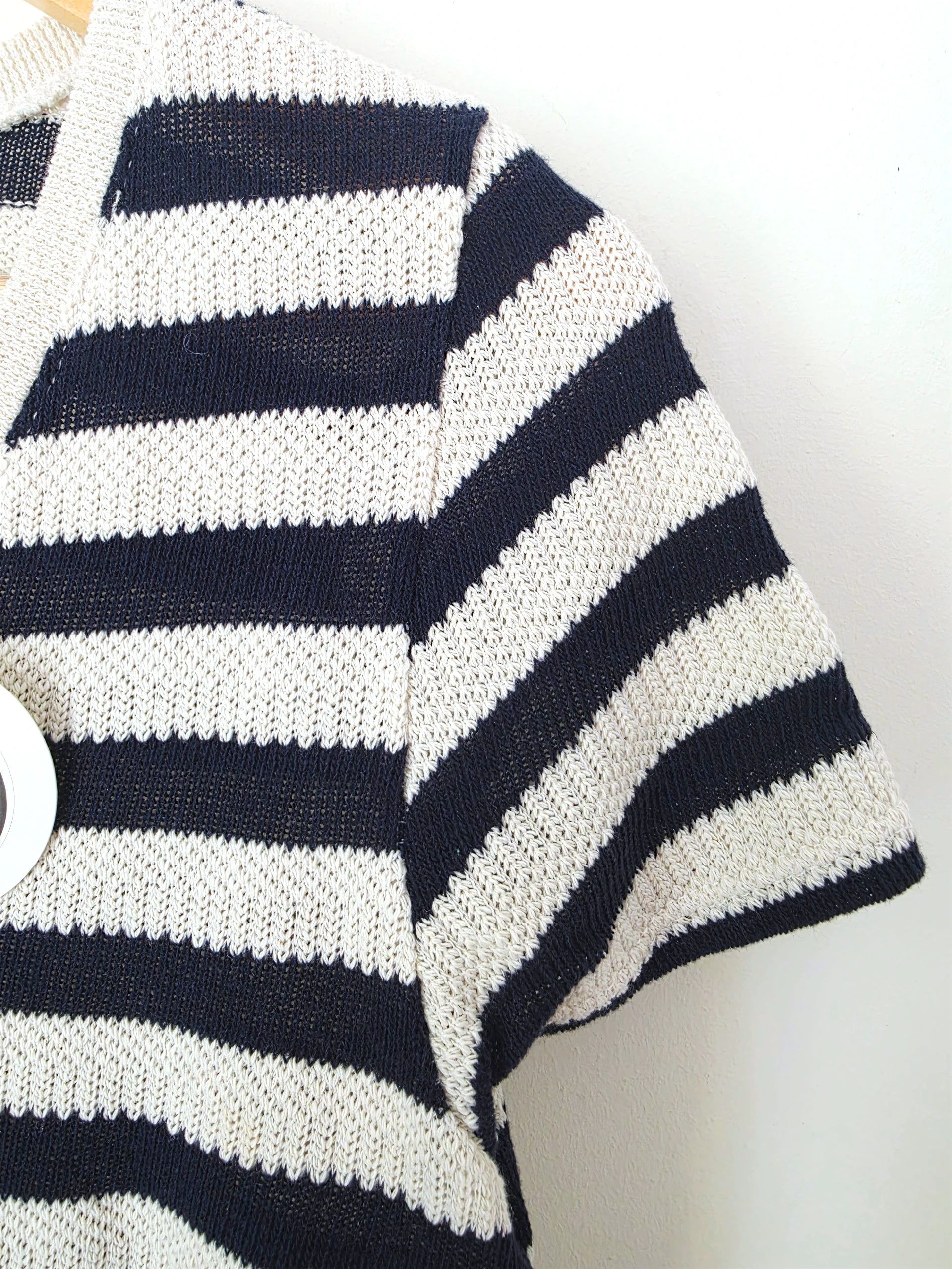 Haut en coton à maille rayé bleu marine - 𝐌𝐚𝐫𝐢𝐧𝐚𝟒𝟒𝐟𝐚𝐦𝐢𝐥𝐲