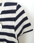 Haut en coton à maille rayé bleu marine - 𝐌𝐚𝐫𝐢𝐧𝐚𝟒𝟒𝐟𝐚𝐦𝐢𝐥𝐲
