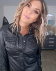 Chemise noire 100% cuir agneau