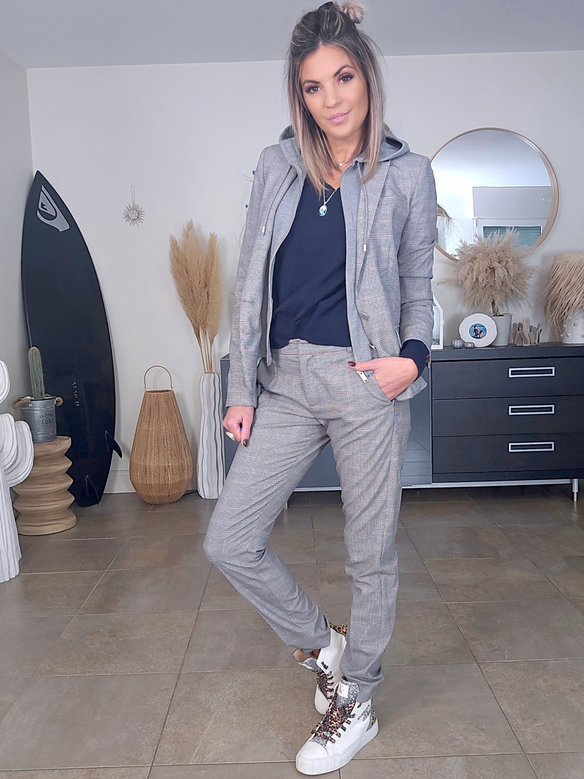 Veste à capuche à imprimé à carreaux - 𝐌𝐚𝐫𝐢𝐧𝐚𝟒𝟒𝐟𝐚𝐦𝐢𝐥𝐲