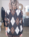 Pull à damiers marron - 𝐌𝐚𝐫𝐢𝐧𝐚𝟒𝟒𝐟𝐚𝐦𝐢𝐥𝐲