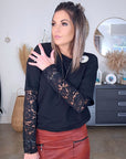 T-shirt noir manches dentelles - 𝐌𝐚𝐫𝐢𝐧𝐚𝟒𝟒𝐟𝐚𝐦𝐢𝐥𝐲