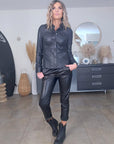 Chemise noire 100% cuir agneau