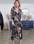 Robe kaki 7/8è à imprimé - 𝐌𝐚𝐫𝐢𝐧𝐚𝟒𝟒𝐟𝐚𝐦𝐢𝐥𝐲