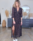 Robe 7/8è à imprimé léopard noir et marron - 𝐌𝐚𝐫𝐢𝐧𝐚𝟒𝟒𝐟𝐚𝐦𝐢𝐥𝐲