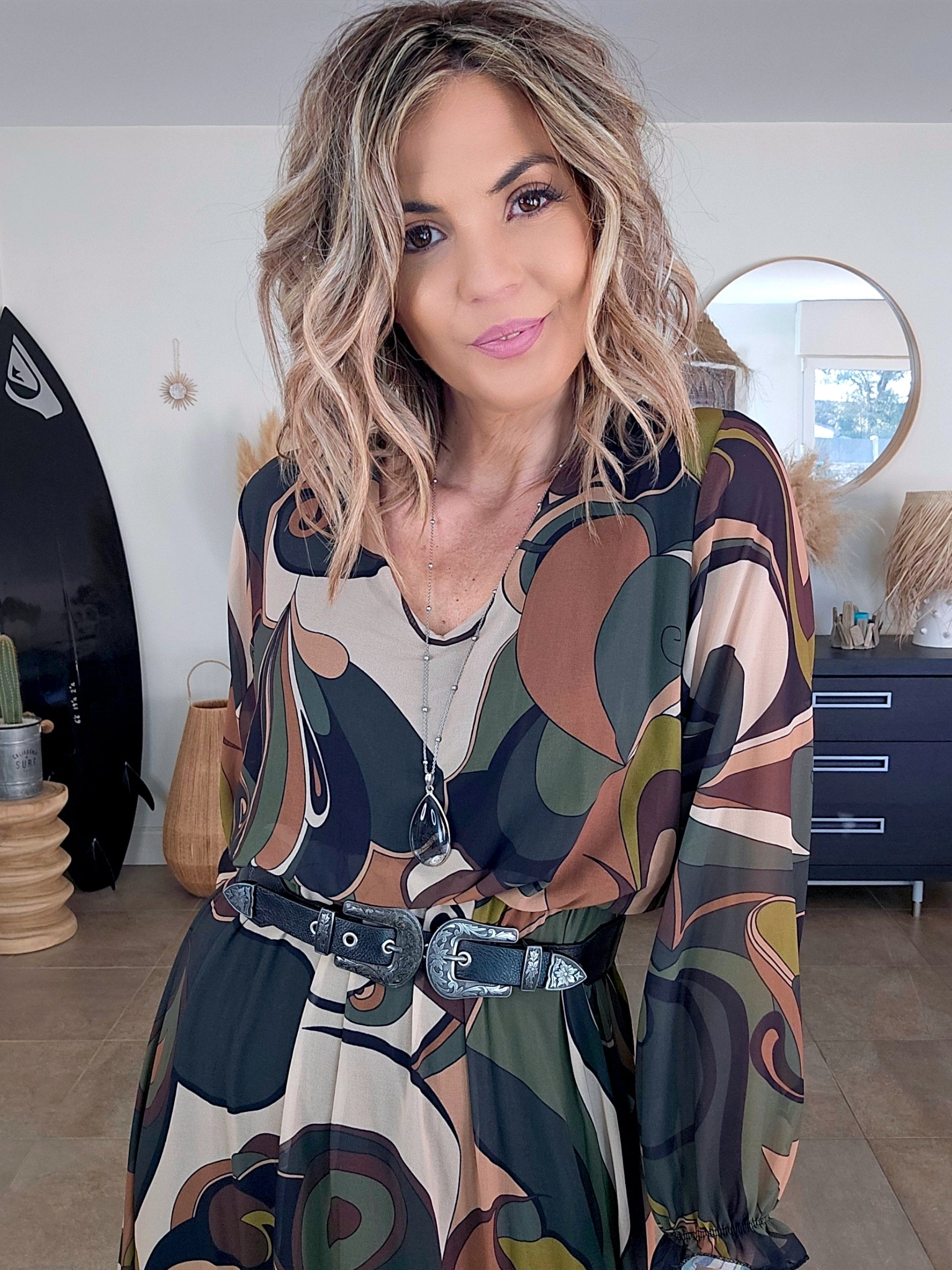 Robe kaki 7/8è à imprimé - 𝐌𝐚𝐫𝐢𝐧𝐚𝟒𝟒𝐟𝐚𝐦𝐢𝐥𝐲