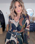 Robe kaki 7/8è à imprimé - 𝐌𝐚𝐫𝐢𝐧𝐚𝟒𝟒𝐟𝐚𝐦𝐢𝐥𝐲