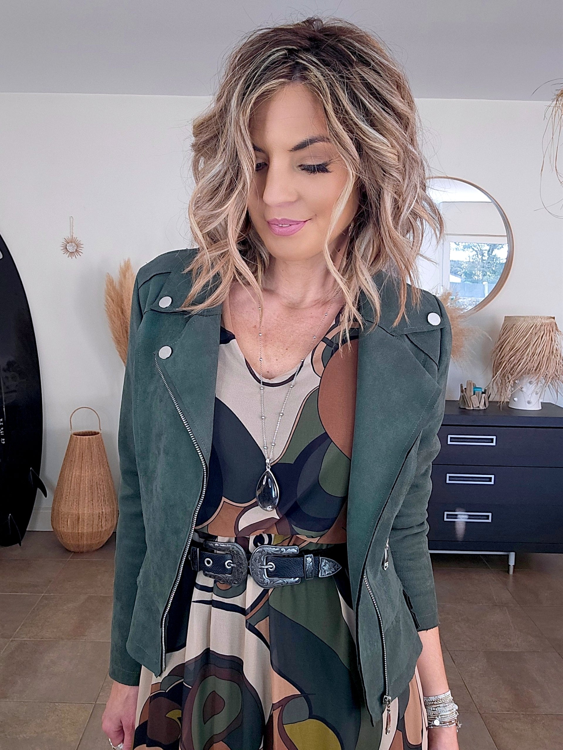 Robe kaki 7/8è à imprimé - 𝐌𝐚𝐫𝐢𝐧𝐚𝟒𝟒𝐟𝐚𝐦𝐢𝐥𝐲