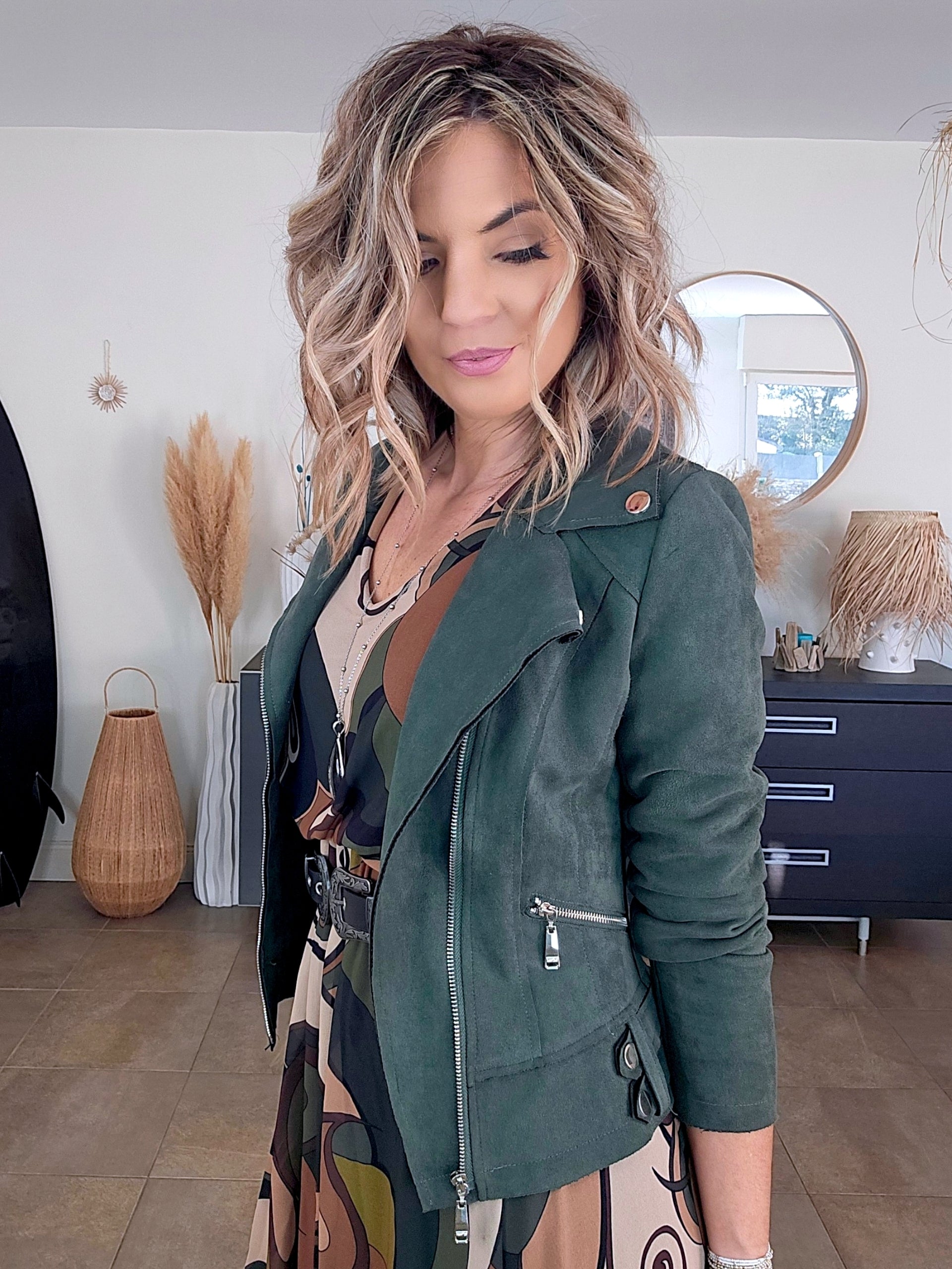 Perfecto suédine kaki vert - 𝐌𝐚𝐫𝐢𝐧𝐚𝟒𝟒𝐟𝐚𝐦𝐢𝐥𝐲