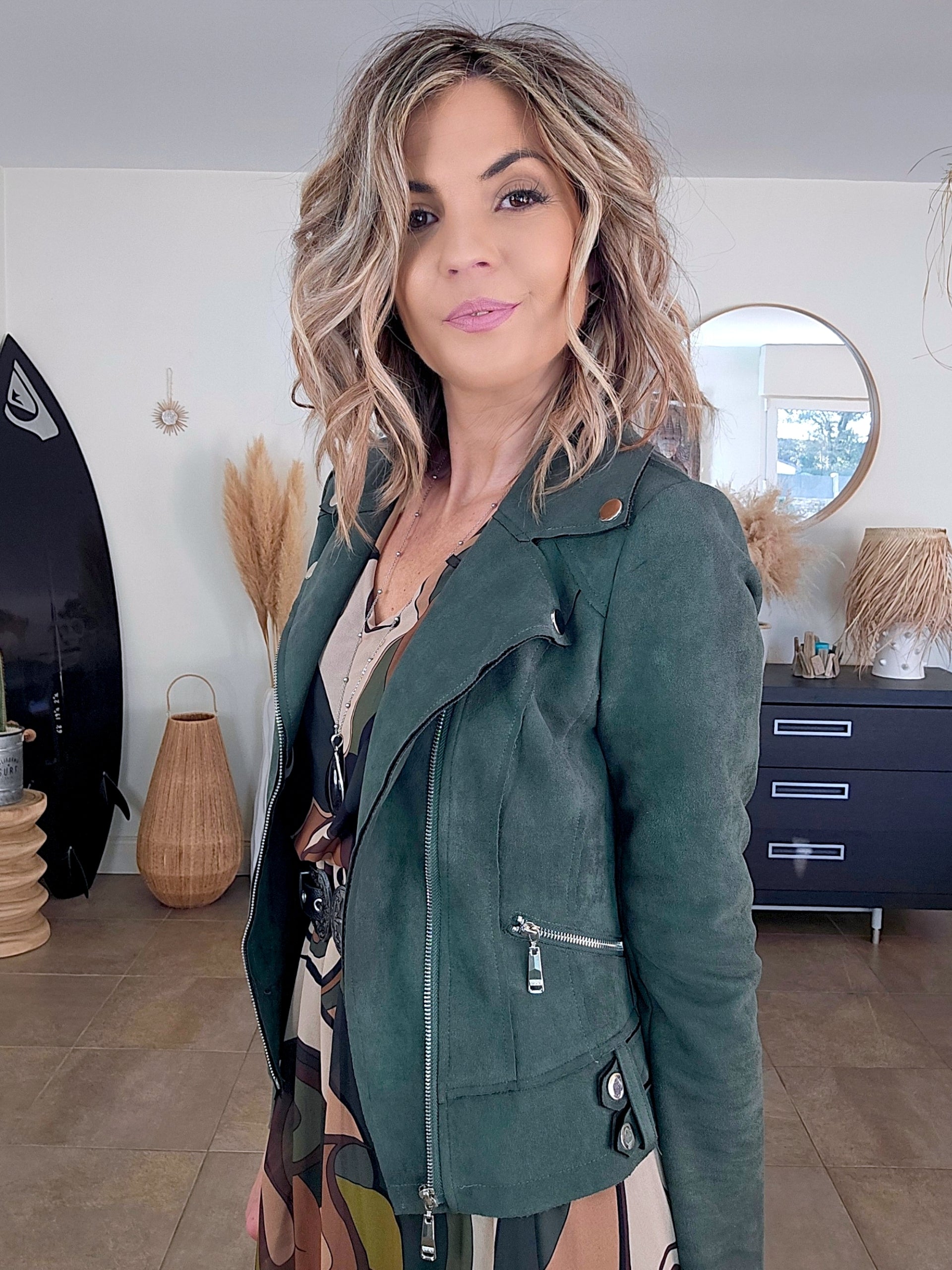 Perfecto suédine kaki vert - 𝐌𝐚𝐫𝐢𝐧𝐚𝟒𝟒𝐟𝐚𝐦𝐢𝐥𝐲