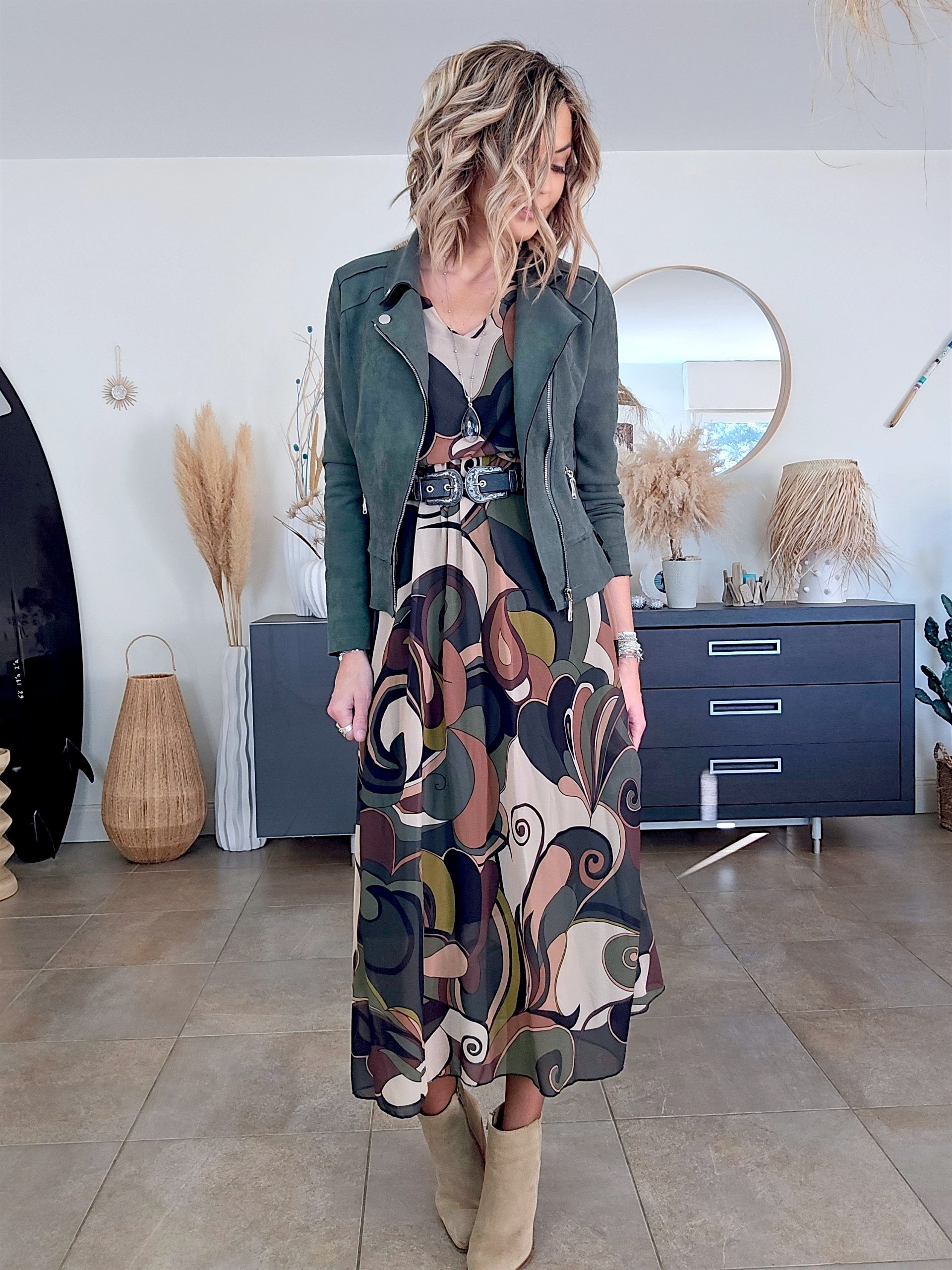 Perfecto suédine kaki vert - 𝐌𝐚𝐫𝐢𝐧𝐚𝟒𝟒𝐟𝐚𝐦𝐢𝐥𝐲