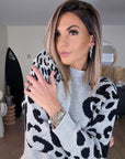 Pull gris à imprimé léopard noir - 𝐌𝐚𝐫𝐢𝐧𝐚𝟒𝟒𝐟𝐚𝐦𝐢𝐥𝐲