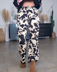 Pantalon ballon à imprimé annimal noir et marron