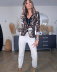 Veste cintrée à imprimé skull - 𝐌𝐚𝐫𝐢𝐧𝐚𝟒𝟒𝐟𝐚𝐦𝐢𝐥𝐲