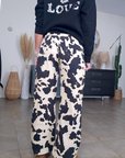Pantalon ballon à imprimé annimal noir et marron