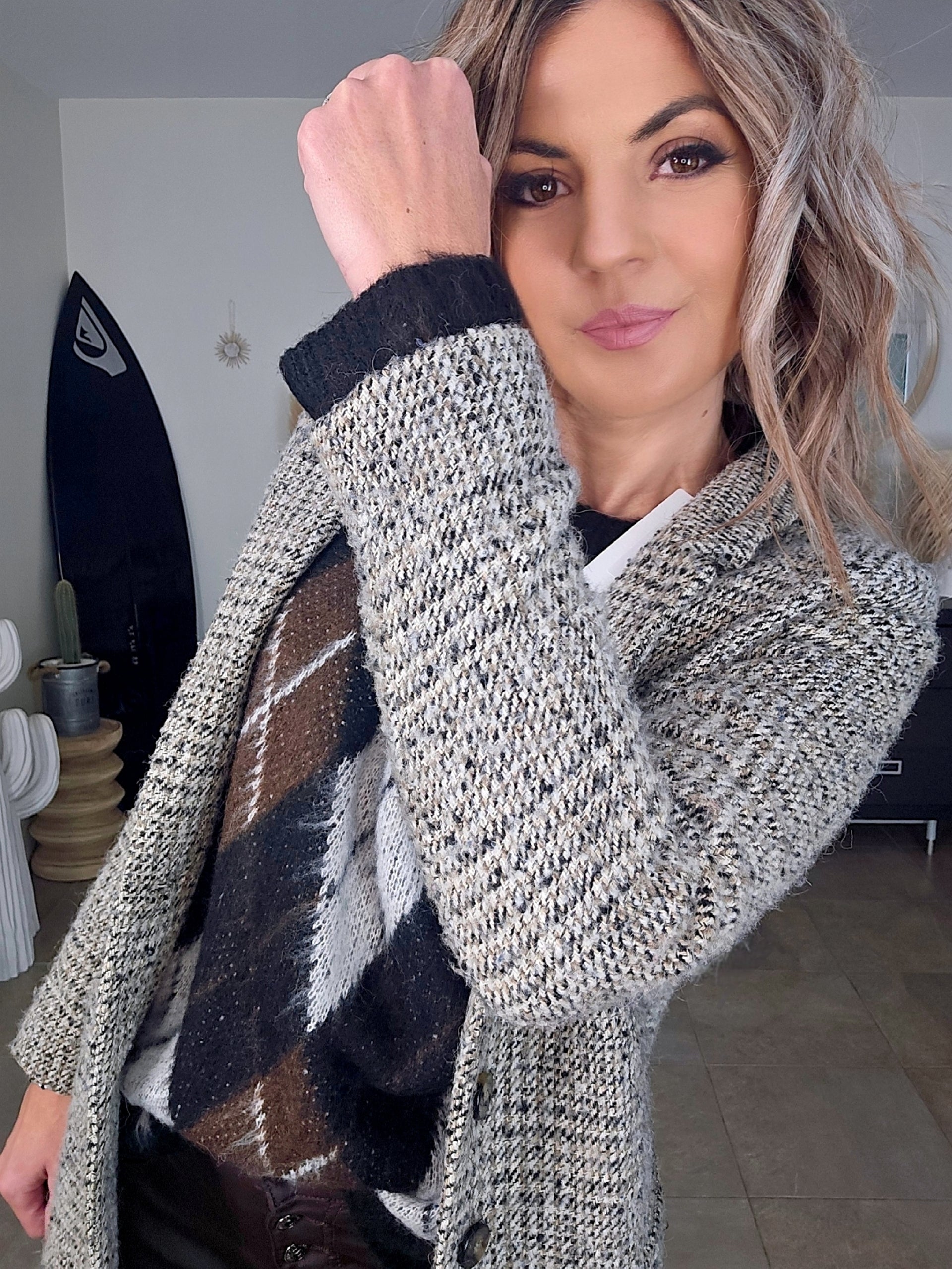 Manteau tweed beige et marron-kaki - 𝐌𝐚𝐫𝐢𝐧𝐚𝟒𝟒𝐟𝐚𝐦𝐢𝐥𝐲