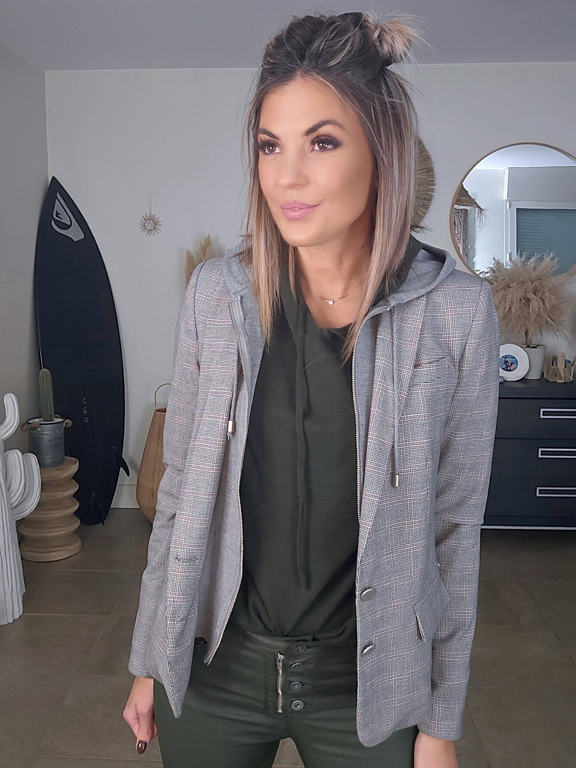 Veste à capuche à imprimé à carreaux - 𝐌𝐚𝐫𝐢𝐧𝐚𝟒𝟒𝐟𝐚𝐦𝐢𝐥𝐲