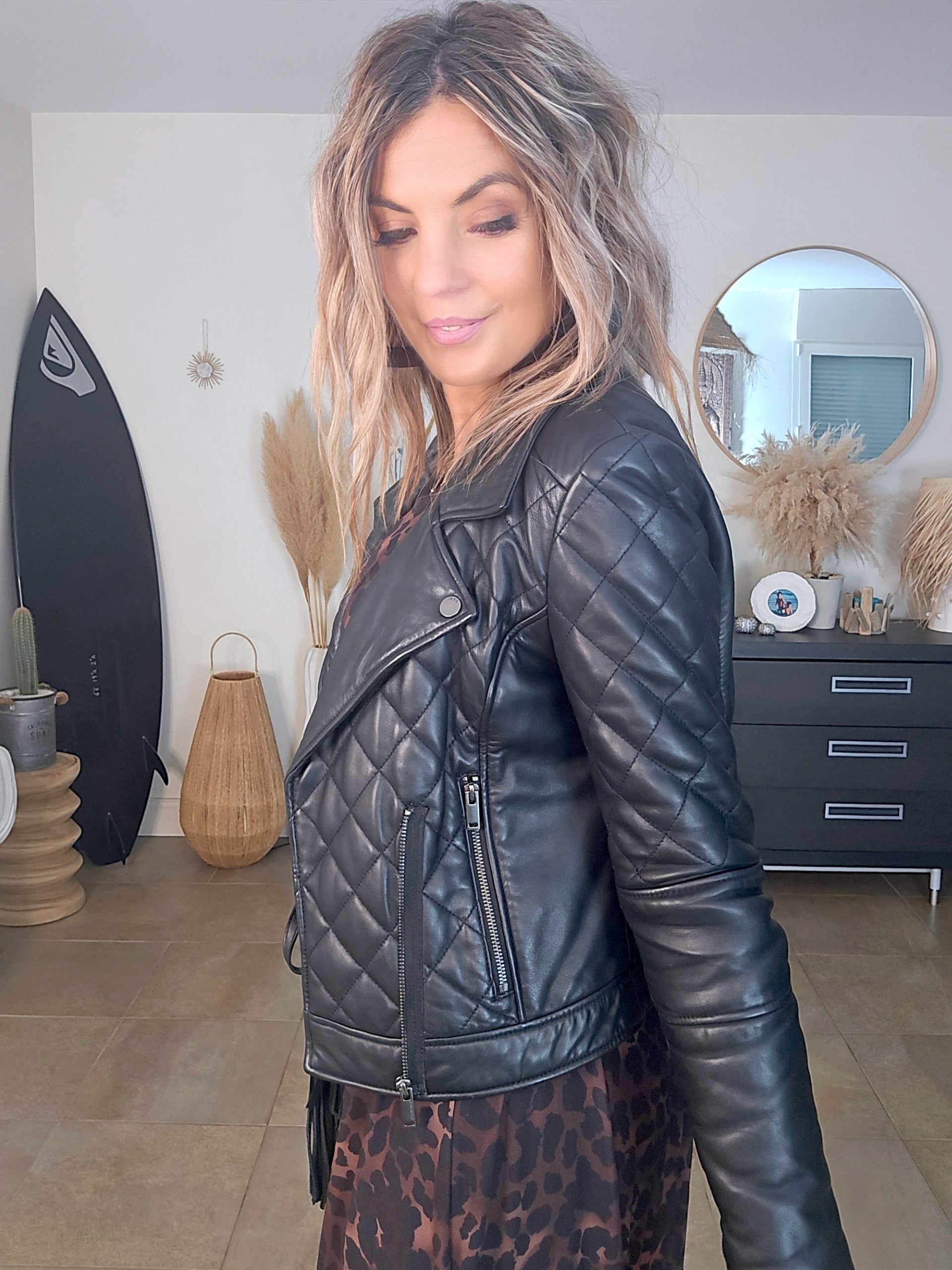 Perfecto noir matelassé 100% cuir - 𝐌𝐚𝐫𝐢𝐧𝐚𝟒𝟒𝐟𝐚𝐦𝐢𝐥𝐲