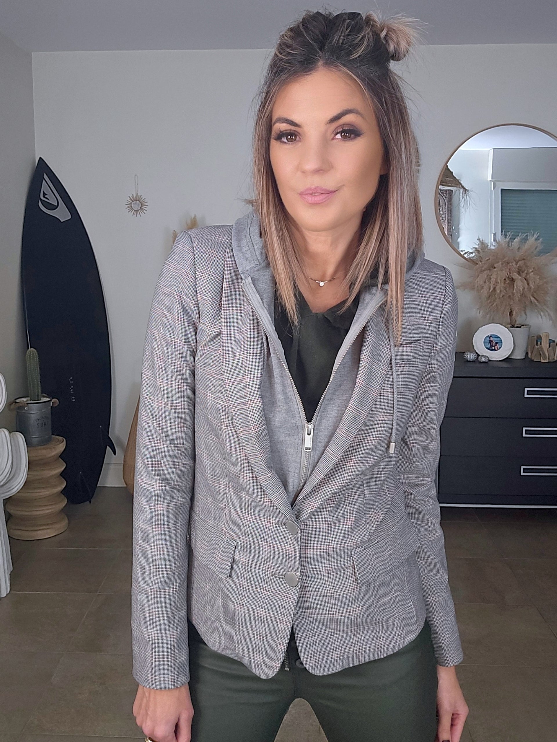 Veste à capuche à imprimé à carreaux - 𝐌𝐚𝐫𝐢𝐧𝐚𝟒𝟒𝐟𝐚𝐦𝐢𝐥𝐲