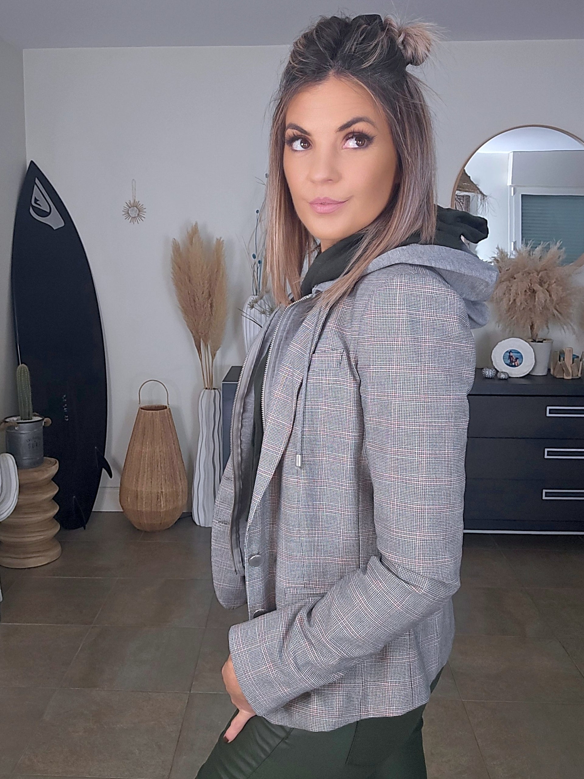 Veste à capuche à imprimé à carreaux - 𝐌𝐚𝐫𝐢𝐧𝐚𝟒𝟒𝐟𝐚𝐦𝐢𝐥𝐲
