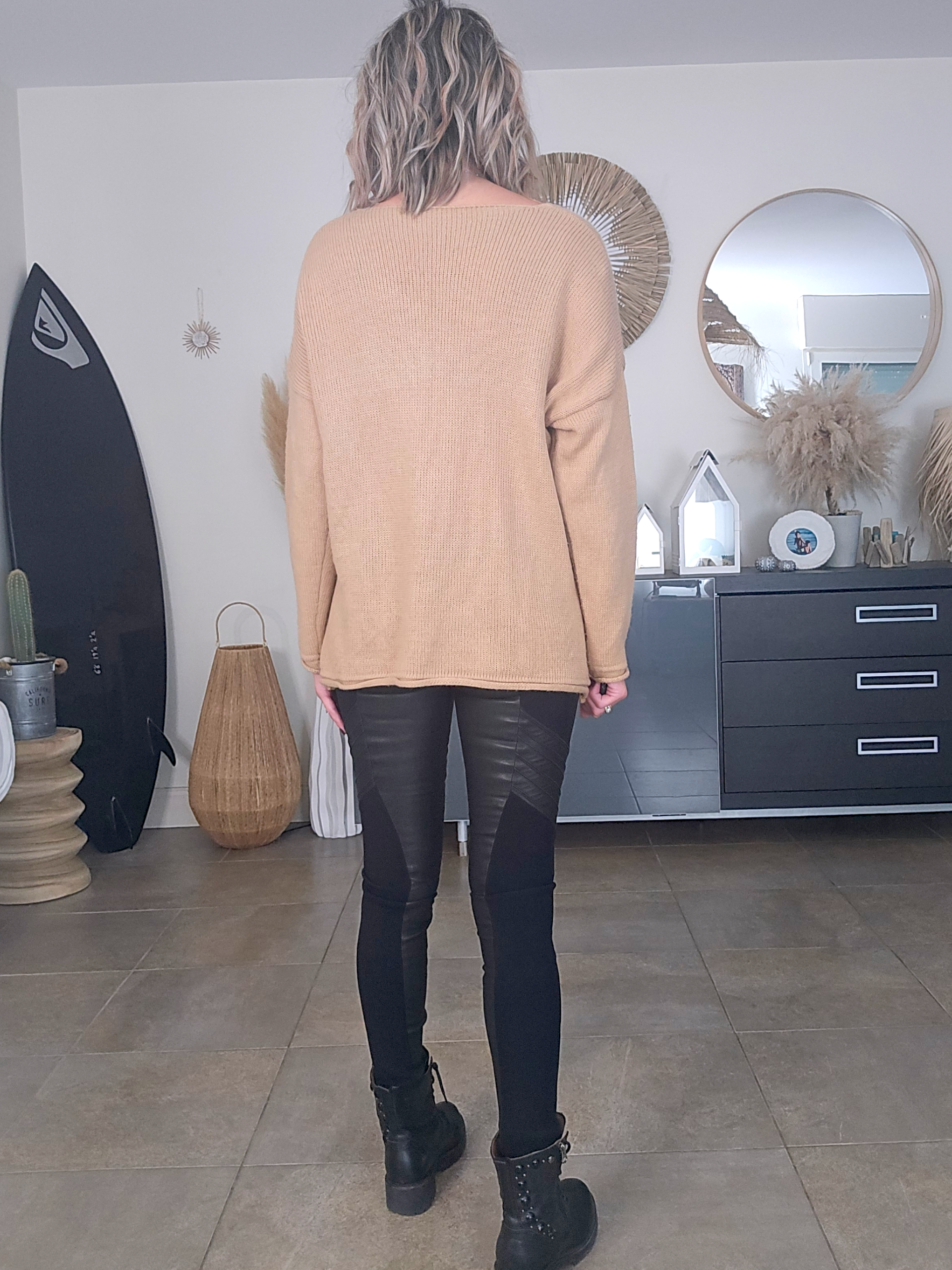 Legging noir bi-matière avec cuir - 𝐌𝐚𝐫𝐢𝐧𝐚𝟒𝟒𝐟𝐚𝐦𝐢𝐥𝐲