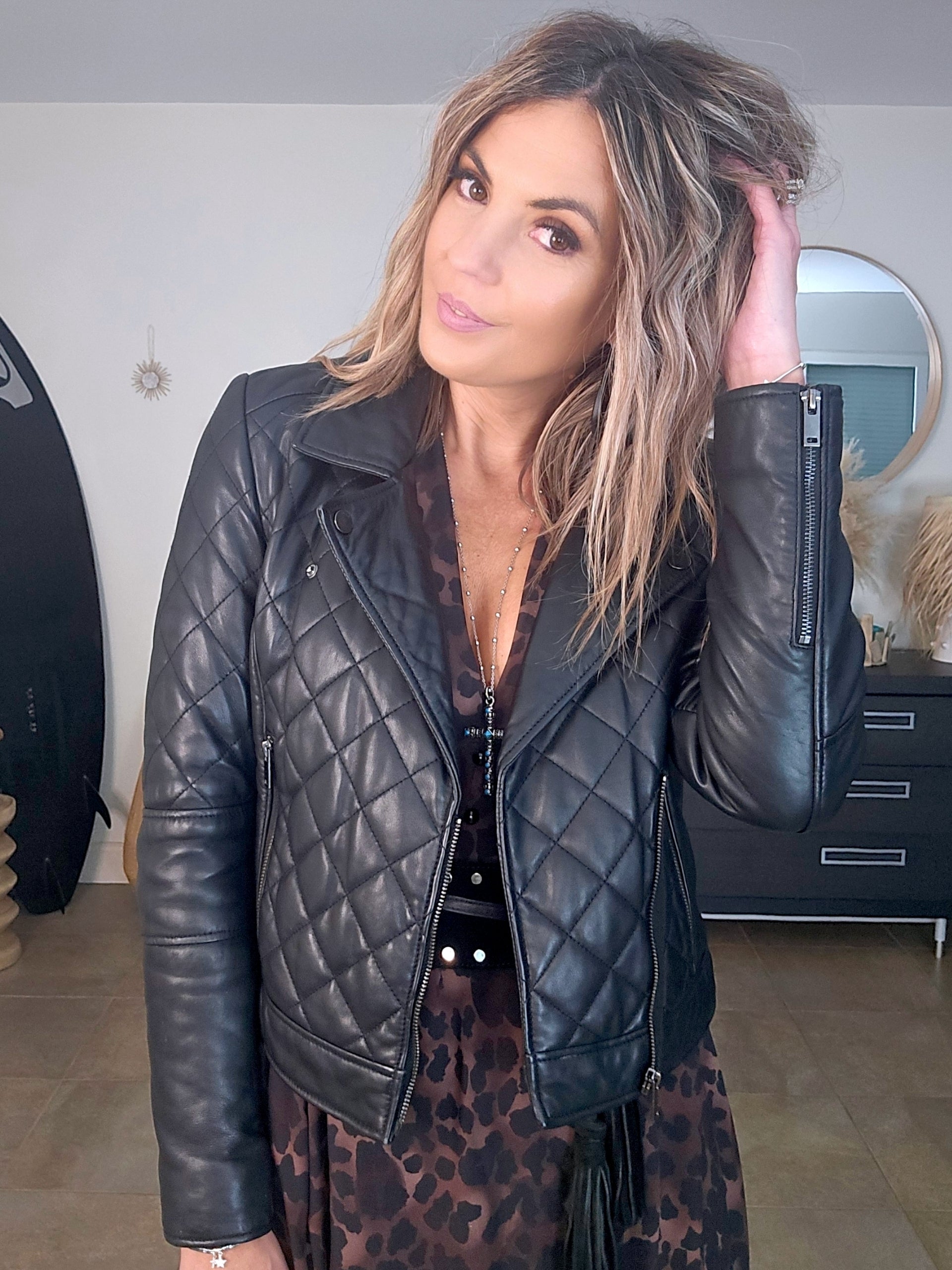 Perfecto noir matelassé 100% cuir - 𝐌𝐚𝐫𝐢𝐧𝐚𝟒𝟒𝐟𝐚𝐦𝐢𝐥𝐲