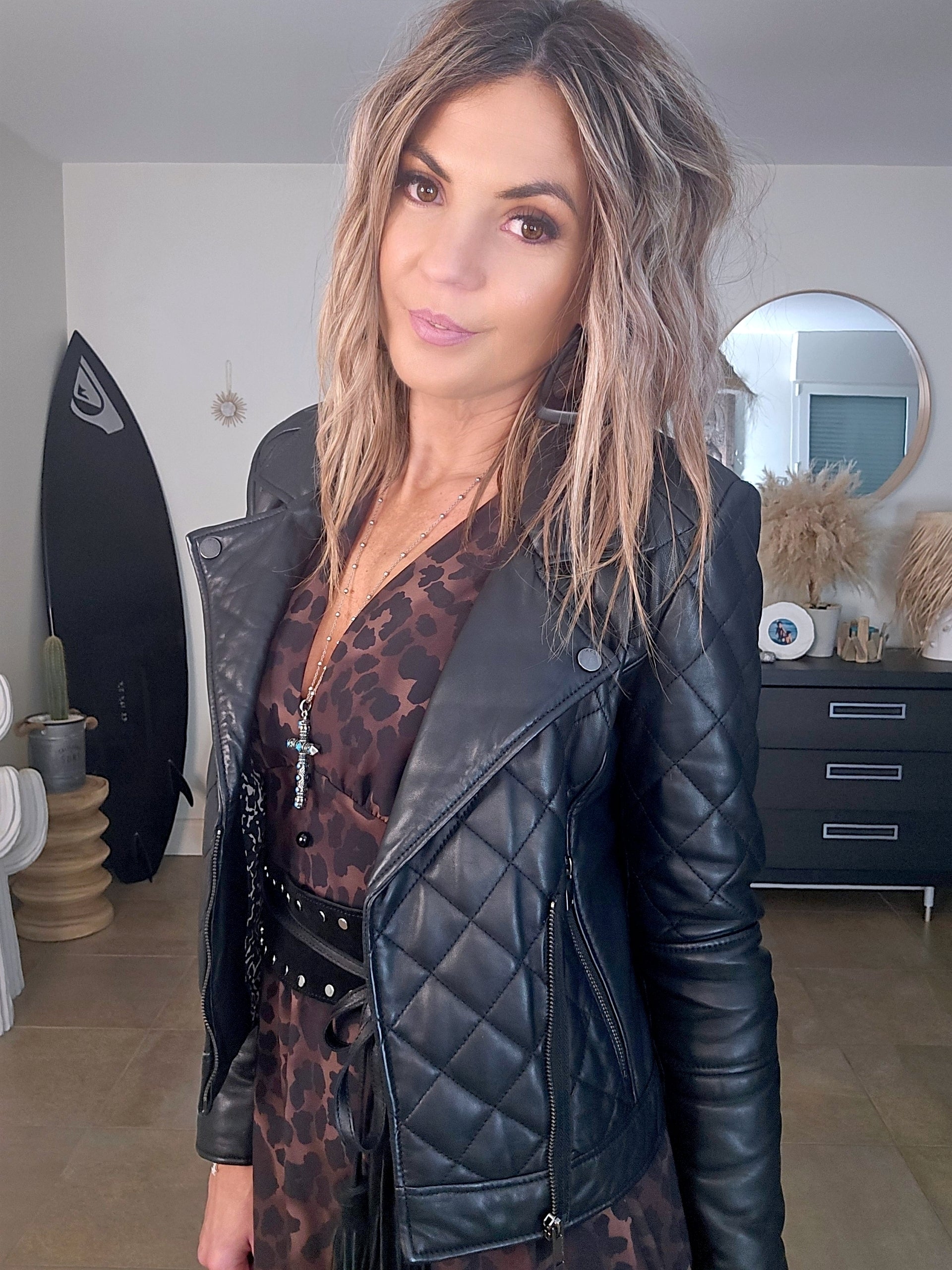 Perfecto noir matelassé 100% cuir - 𝐌𝐚𝐫𝐢𝐧𝐚𝟒𝟒𝐟𝐚𝐦𝐢𝐥𝐲