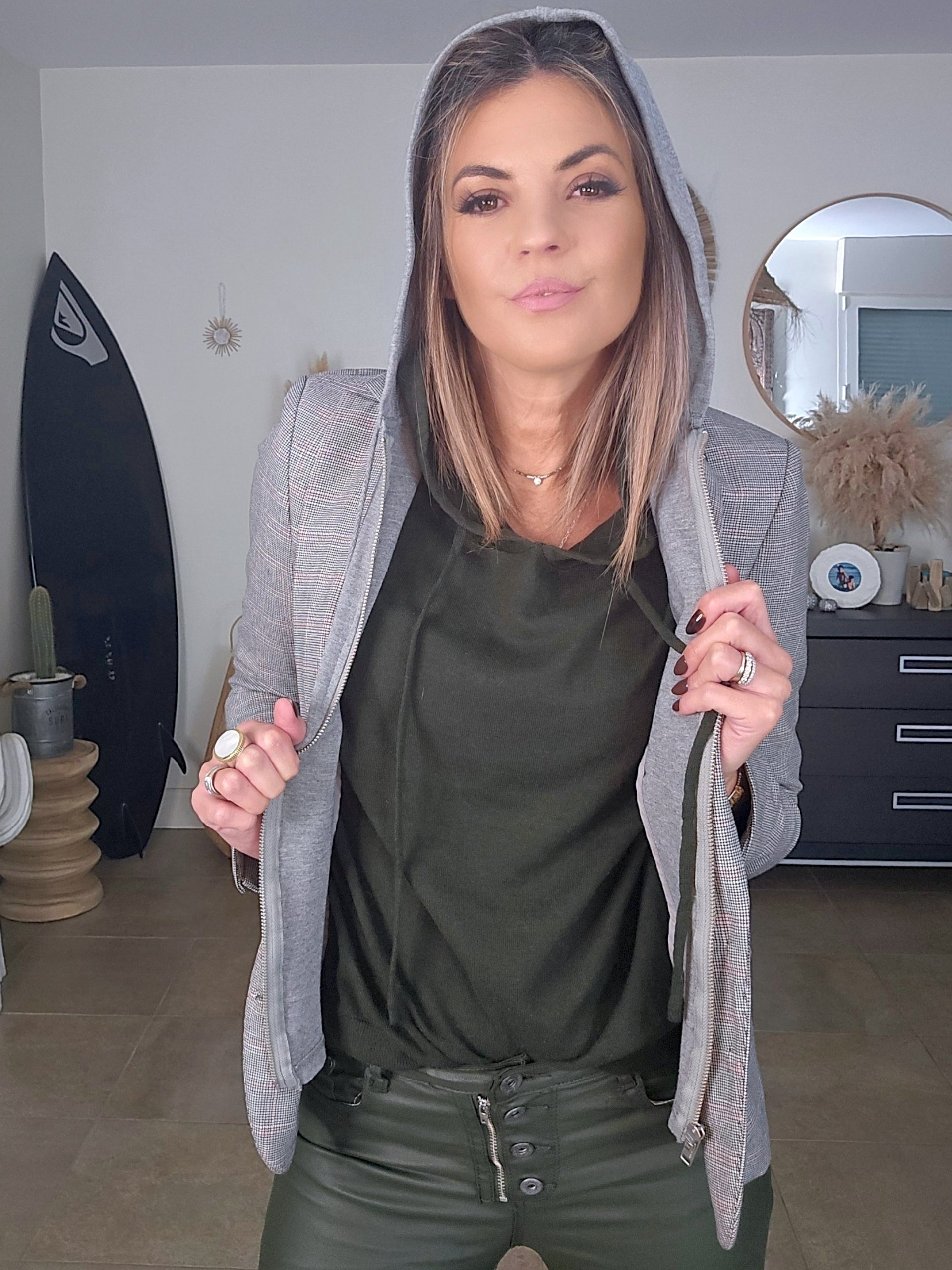 Veste à capuche à imprimé à carreaux - 𝐌𝐚𝐫𝐢𝐧𝐚𝟒𝟒𝐟𝐚𝐦𝐢𝐥𝐲