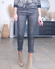 Pantalon slim huilé gris anthracite