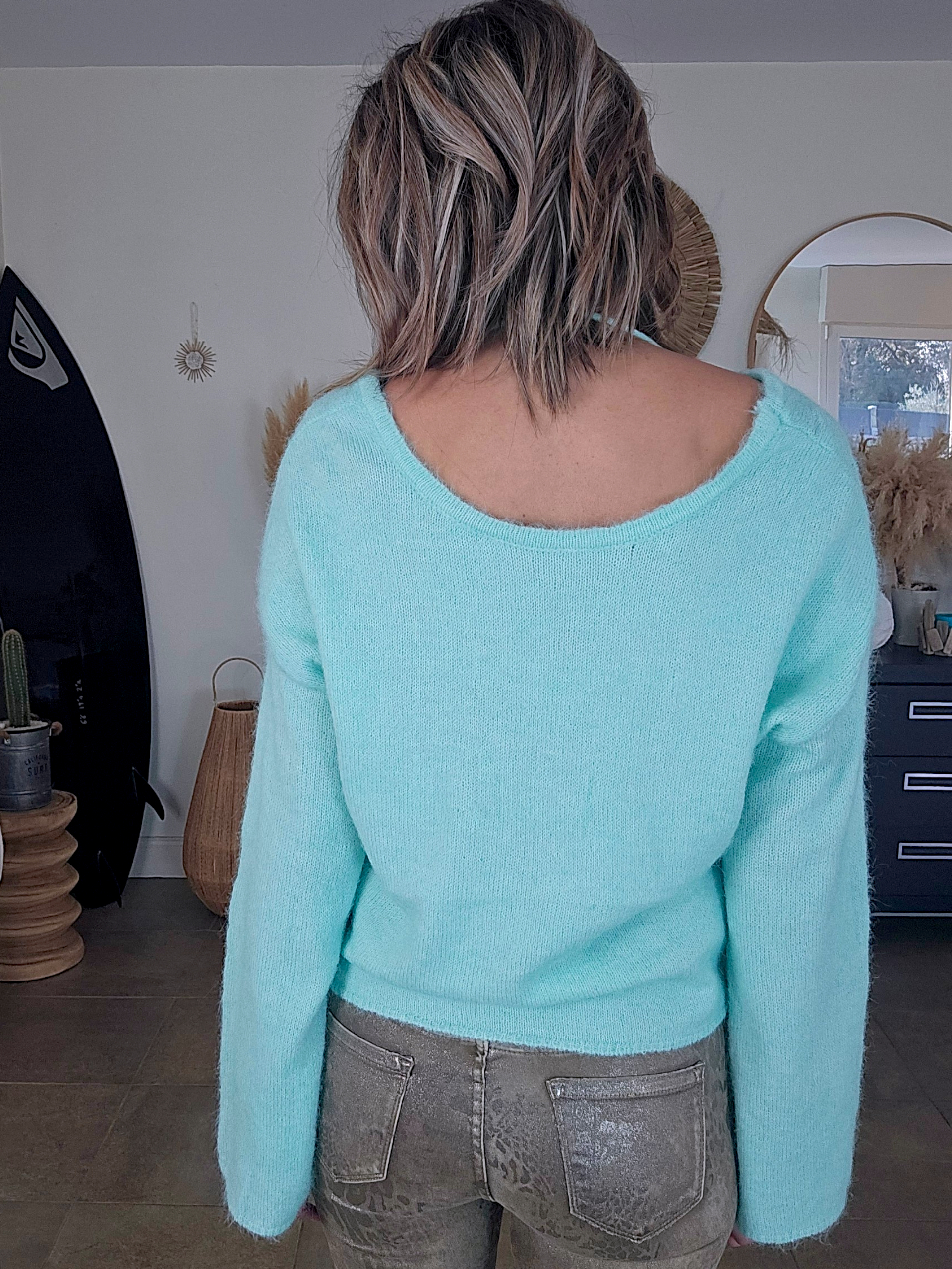 Pull double sens vert d'eau menthe - 𝐌𝐚𝐫𝐢𝐧𝐚𝟒𝟒𝐟𝐚𝐦𝐢𝐥𝐲