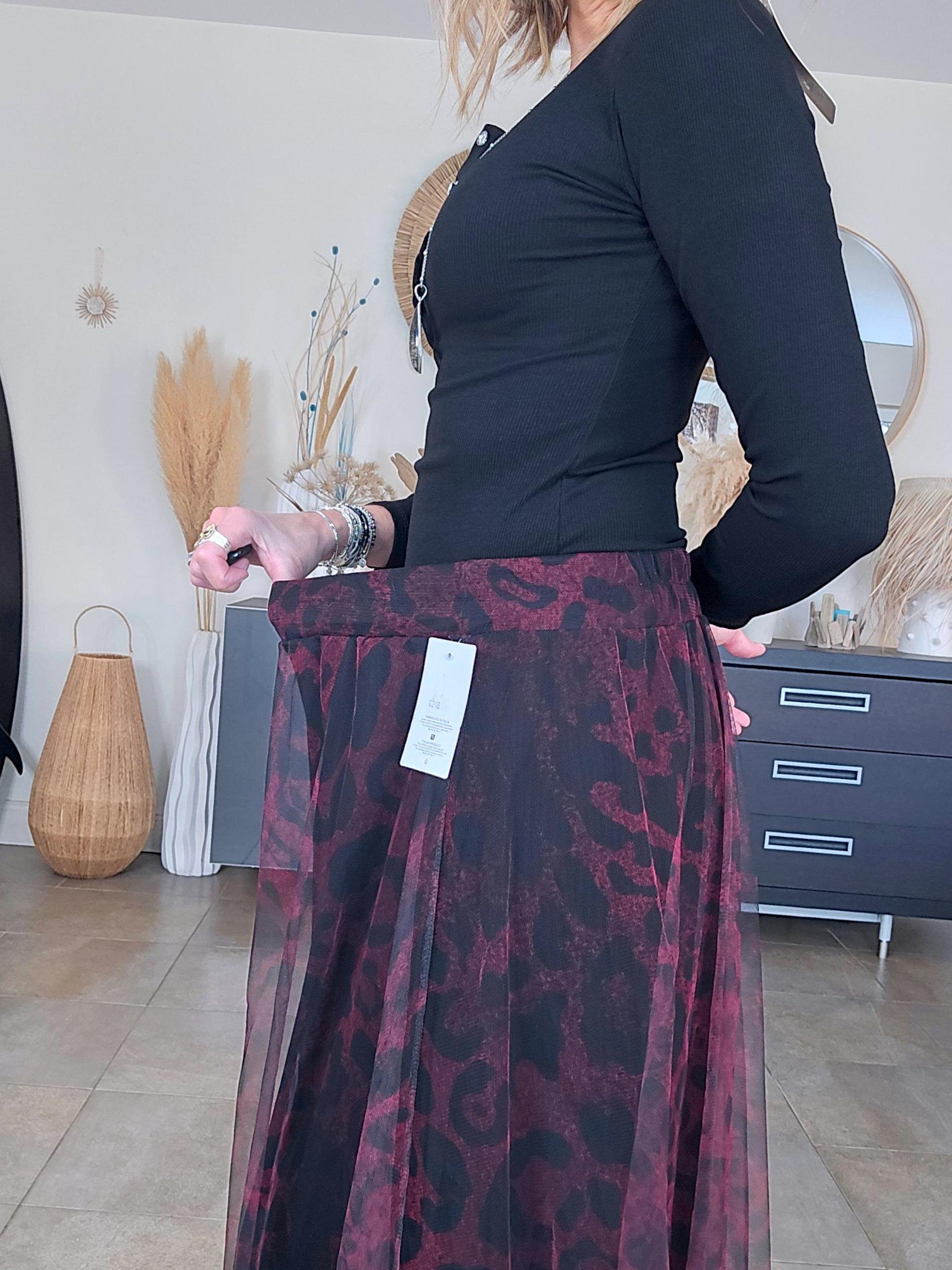 Jupe aubergine imprimé léopard - 𝐌𝐚𝐫𝐢𝐧𝐚𝟒𝟒𝐟𝐚𝐦𝐢𝐥𝐲