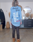 Chemise longue bleue avec inscriptions - 𝐌𝐚𝐫𝐢𝐧𝐚𝟒𝟒𝐟𝐚𝐦𝐢𝐥𝐲