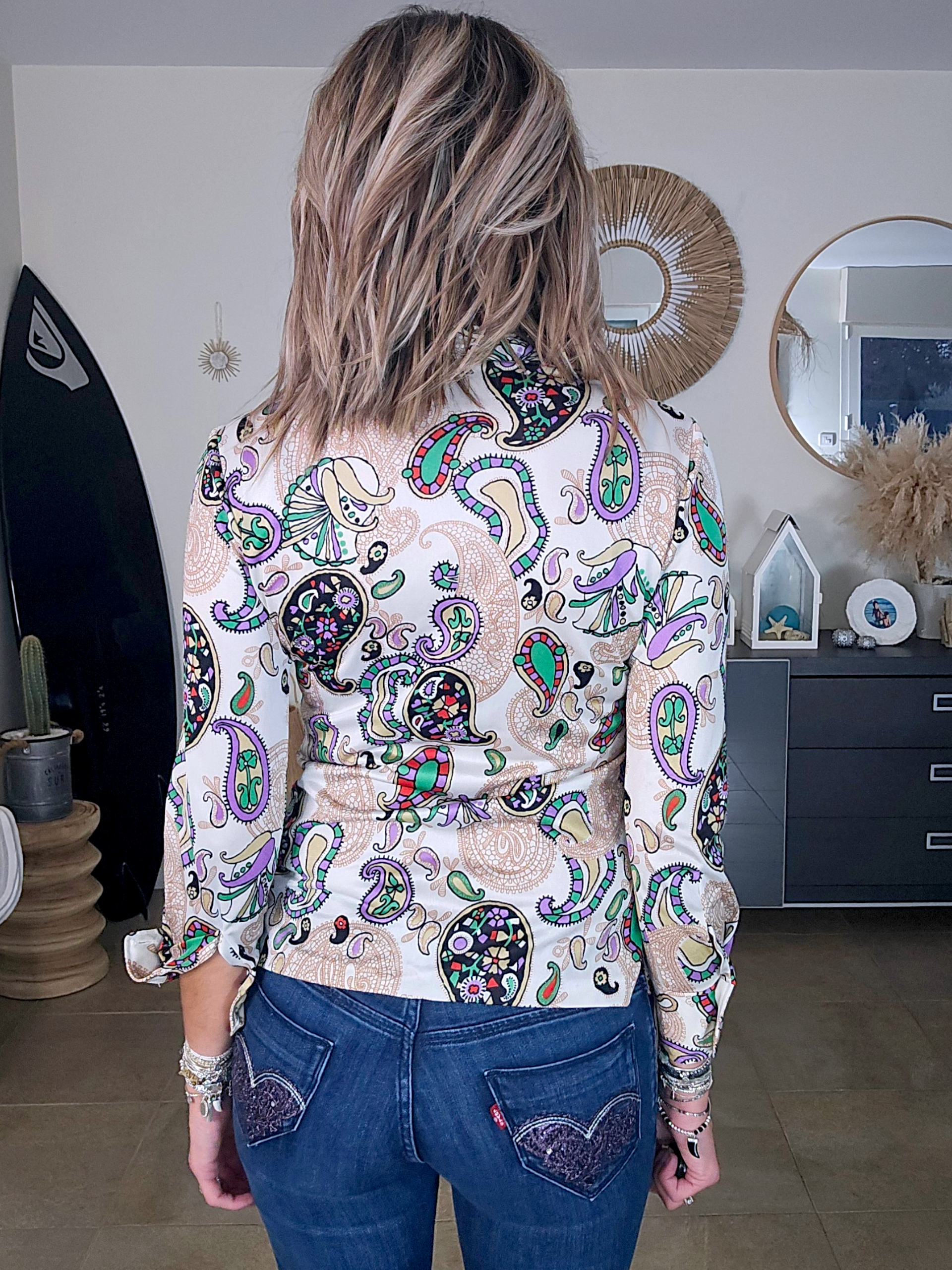 Chemise vintage flowers en lycra - 𝐌𝐚𝐫𝐢𝐧𝐚𝟒𝟒𝐟𝐚𝐦𝐢𝐥𝐲
