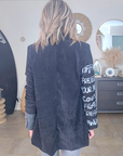 Veste en velours noir délavé à tags + pin's skull - 𝐌𝐚𝐫𝐢𝐧𝐚𝟒𝟒𝐟𝐚𝐦𝐢𝐥𝐲