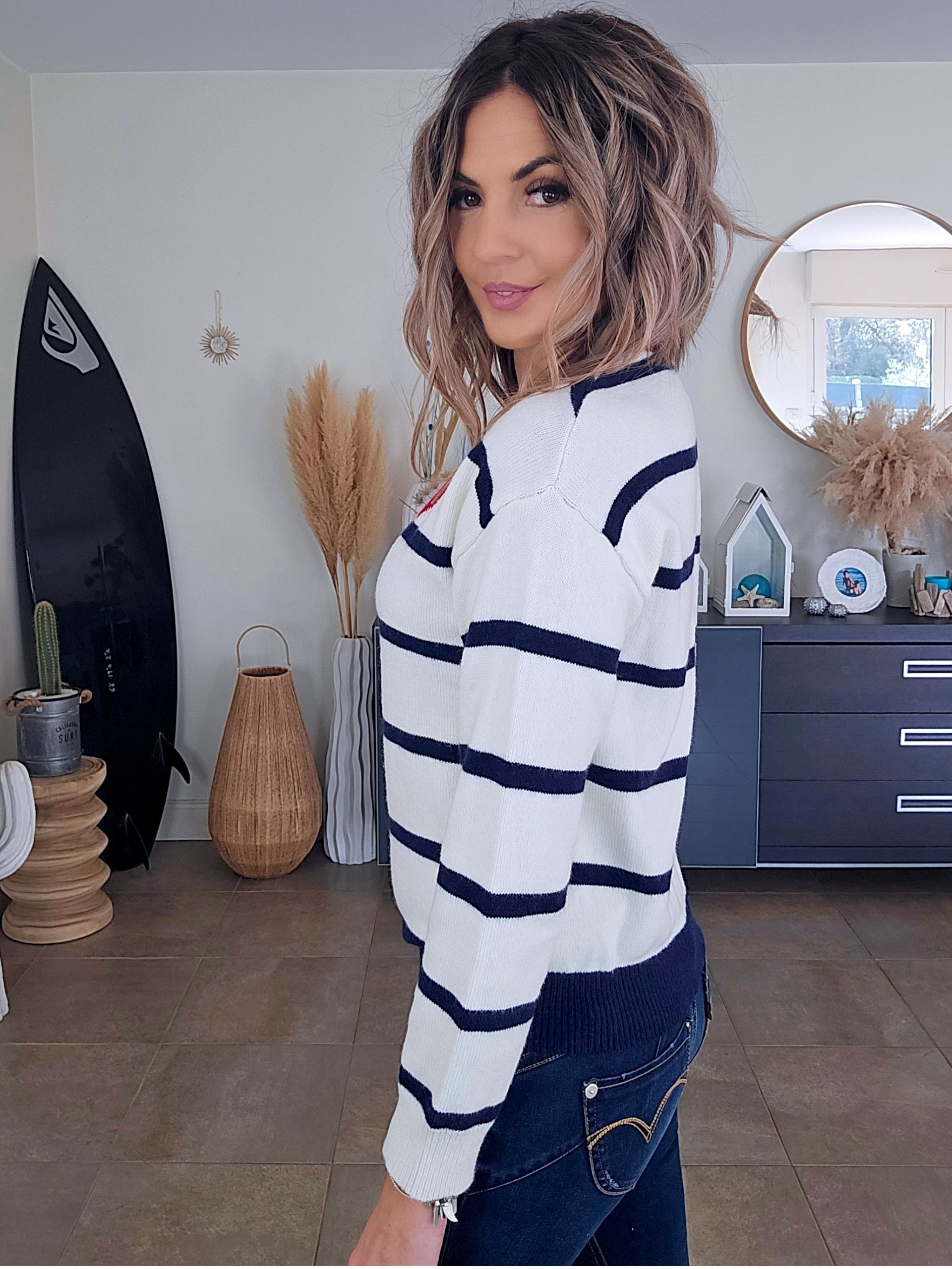Cardigan amour marinière - 𝐌𝐚𝐫𝐢𝐧𝐚𝟒𝟒𝐟𝐚𝐦𝐢𝐥𝐲