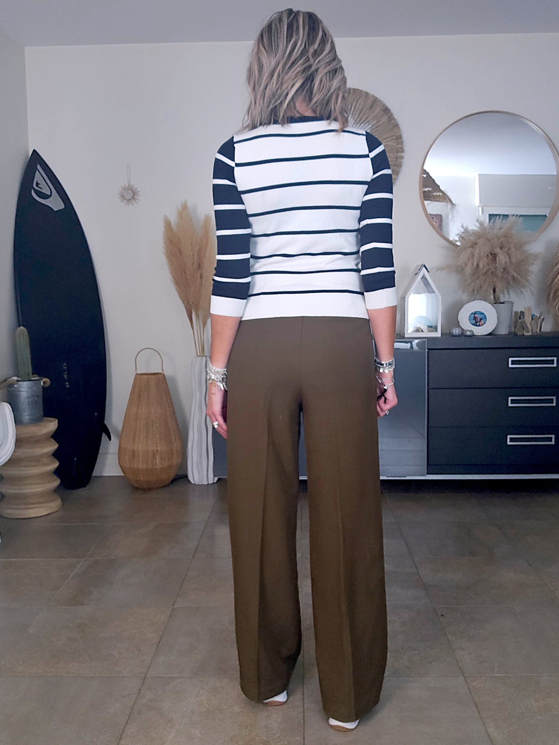 Pantalon chic palazzo kaki / marron - 𝐌𝐚𝐫𝐢𝐧𝐚𝟒𝟒𝐟𝐚𝐦𝐢𝐥𝐲