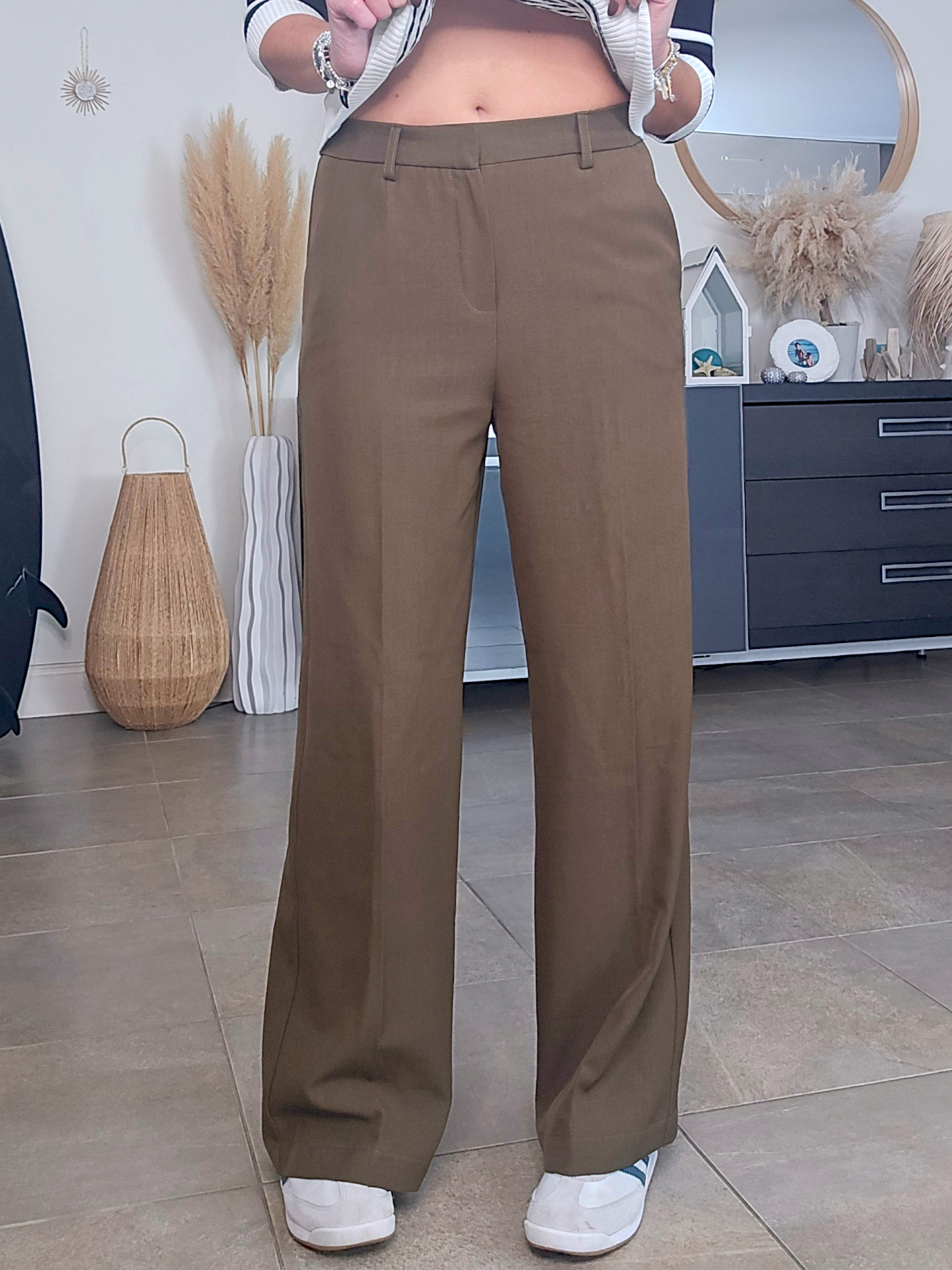 Pantalon chic palazzo kaki / marron - 𝐌𝐚𝐫𝐢𝐧𝐚𝟒𝟒𝐟𝐚𝐦𝐢𝐥𝐲