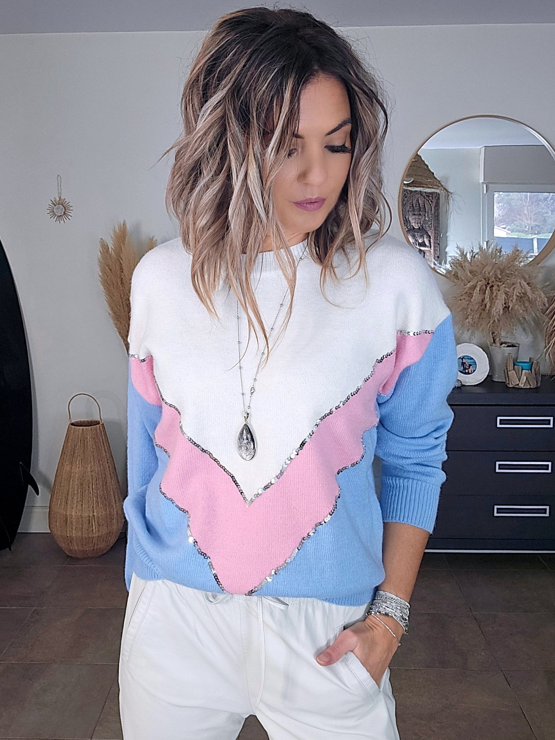 Pull vintage bleu ciel - 𝐌𝐚𝐫𝐢𝐧𝐚𝟒𝟒𝐟𝐚𝐦𝐢𝐥𝐲