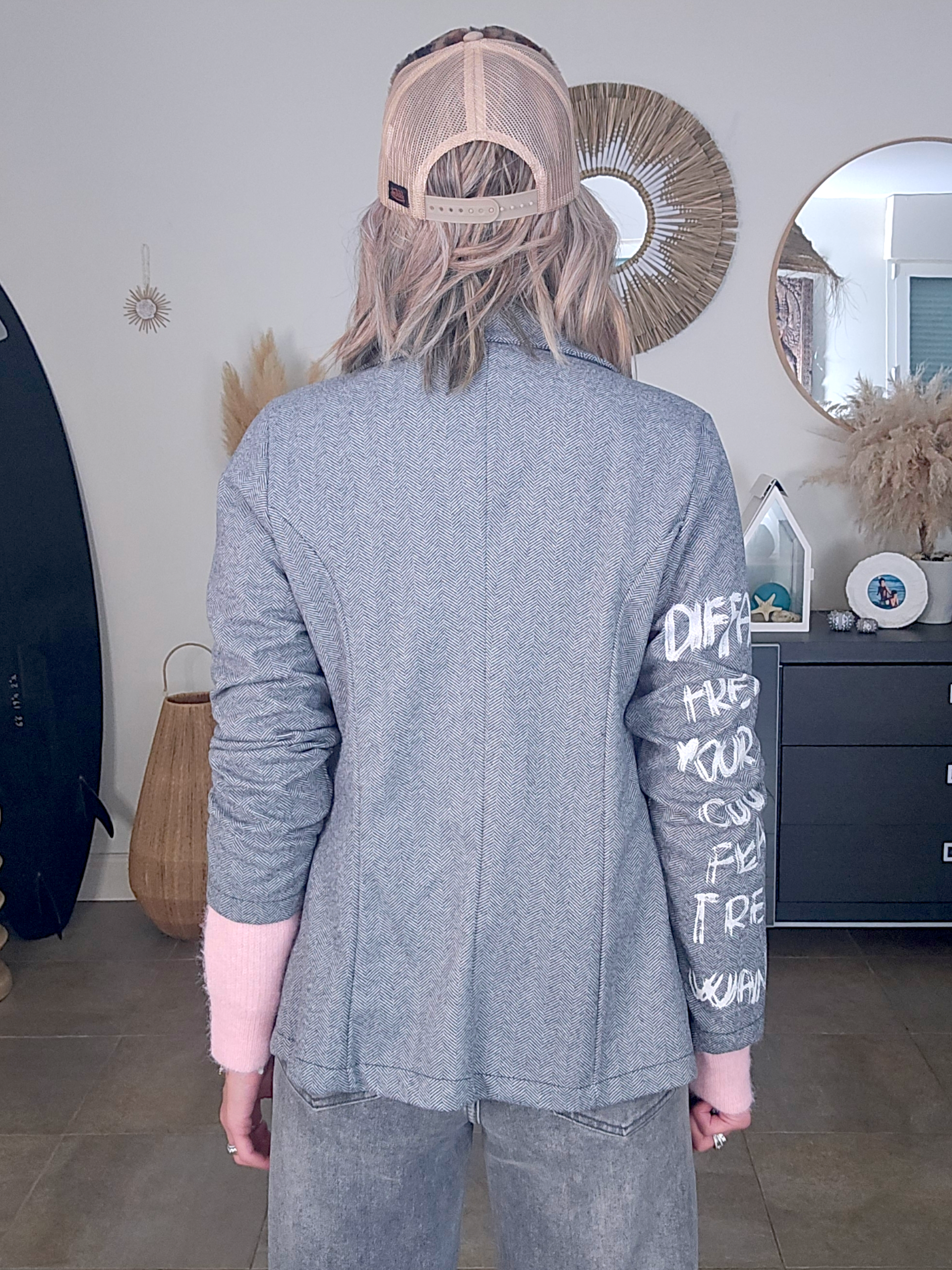 Veste à chevrons &amp; tags + pin's skull rose - 𝐌𝐚𝐫𝐢𝐧𝐚𝟒𝟒𝐟𝐚𝐦𝐢𝐥𝐲