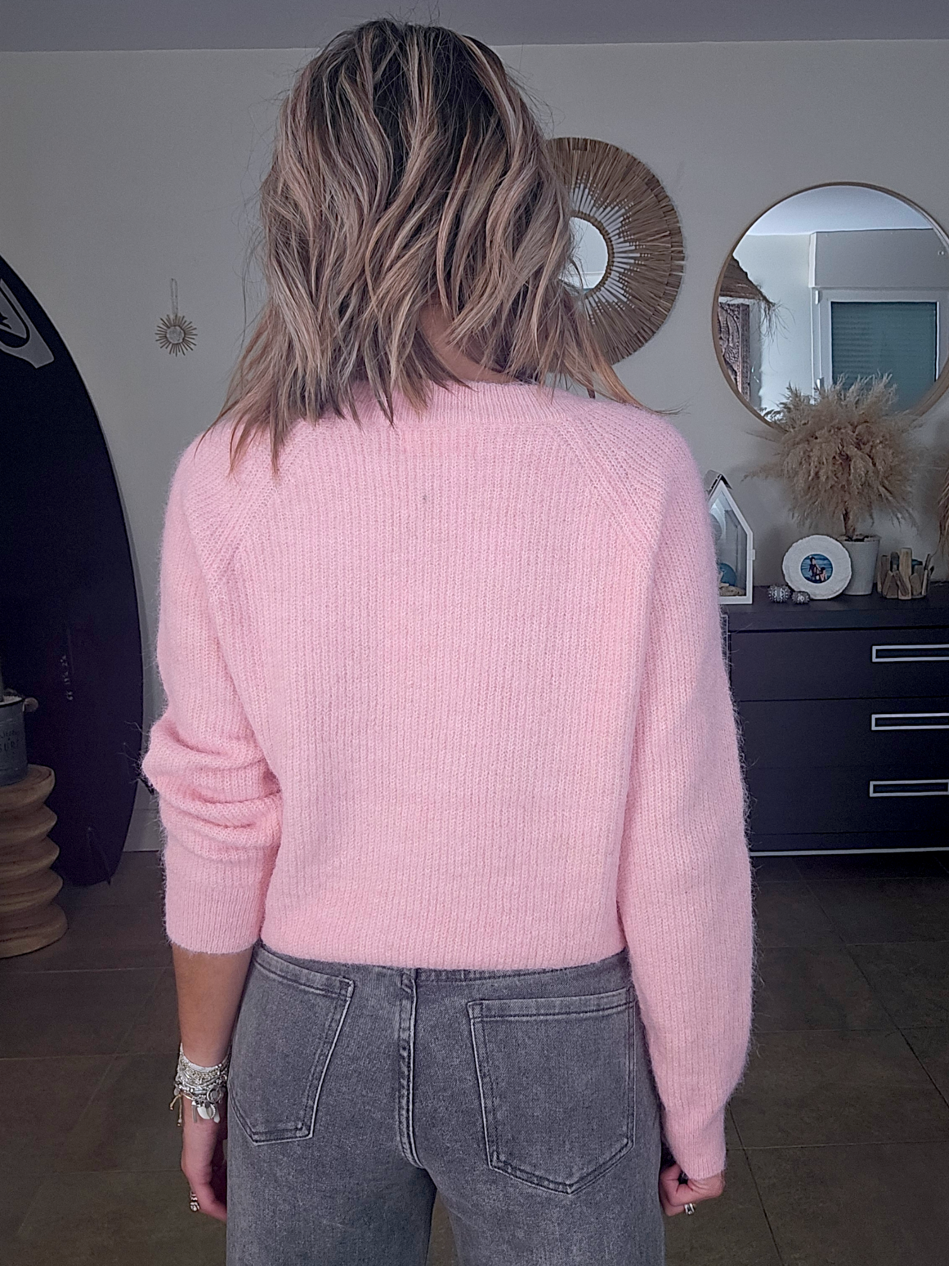 Pull rose à maille chaude - 𝐌𝐚𝐫𝐢𝐧𝐚𝟒𝟒𝐟𝐚𝐦𝐢𝐥𝐲