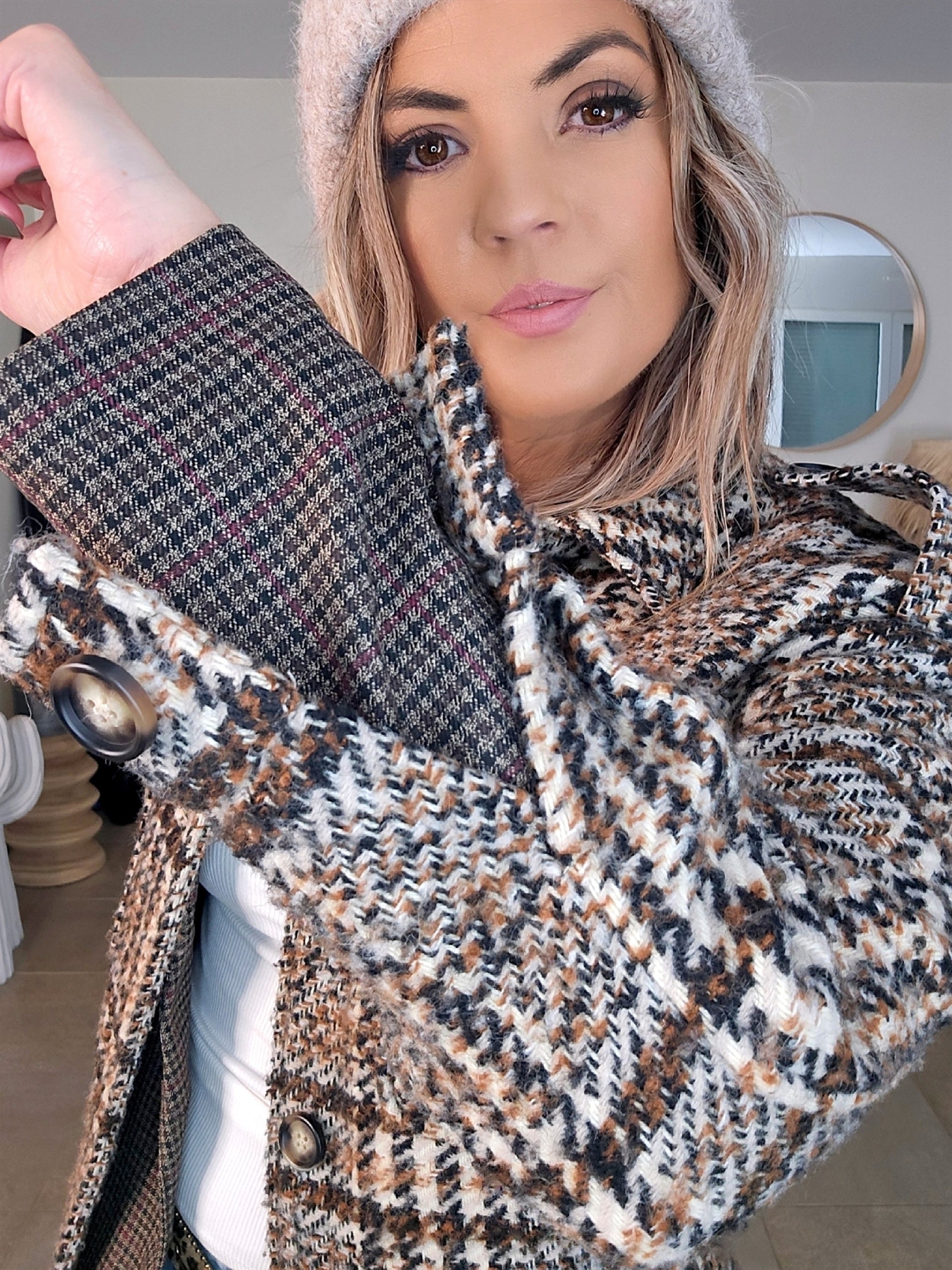 Veste Surchemise tweed à carreaux.