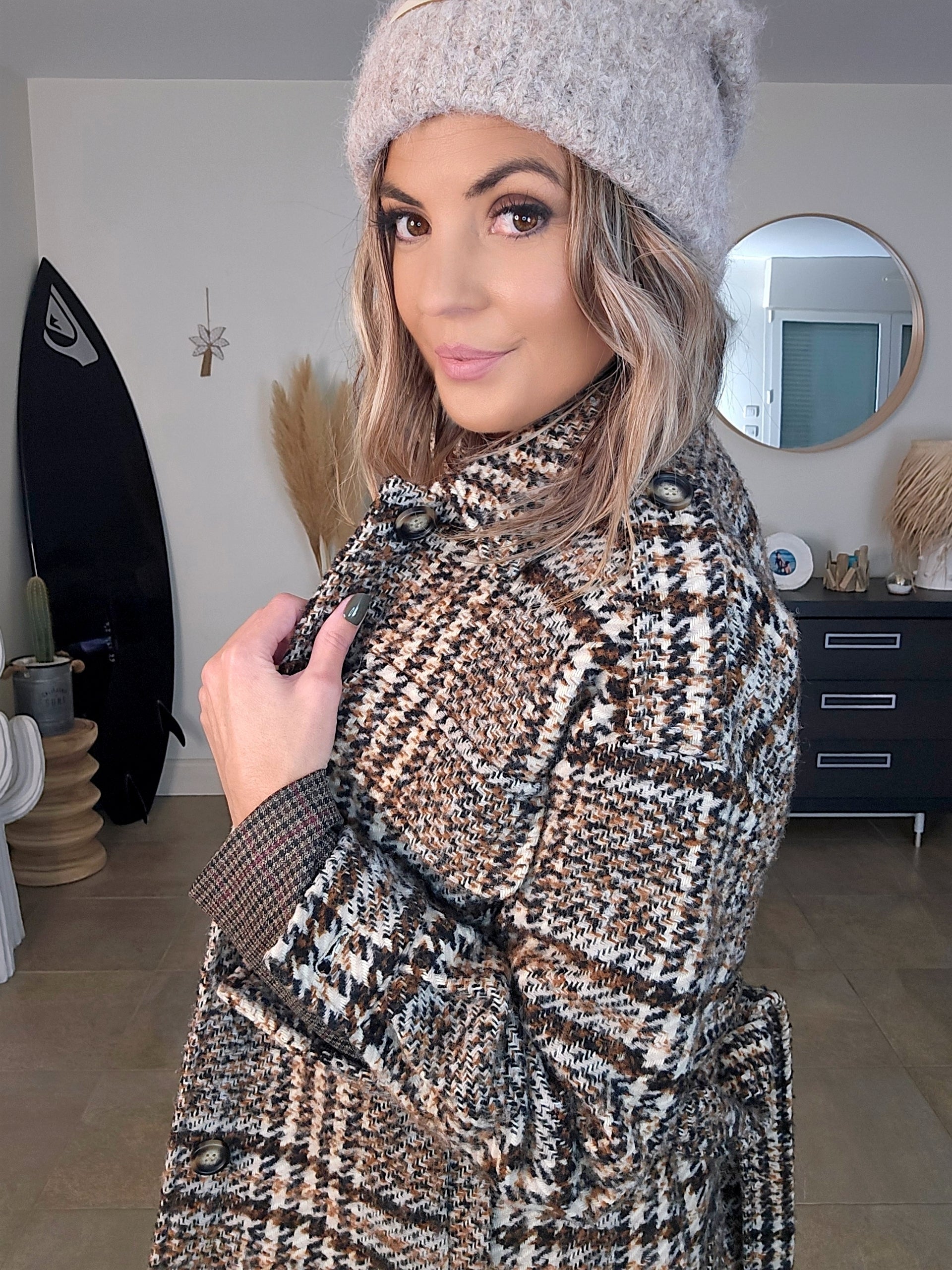 Veste Surchemise tweed à carreaux.