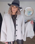Manteau cape écru chiné
