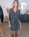 Robe kaki à imprimé léopard