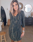 Robe kaki à imprimé léopard
